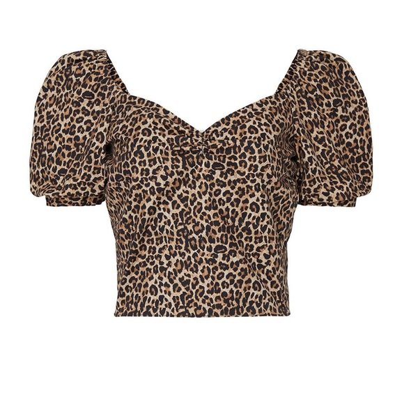 Marissa Webb leopard Diane canvas print wrap crop top size M - Picture 1 of 8